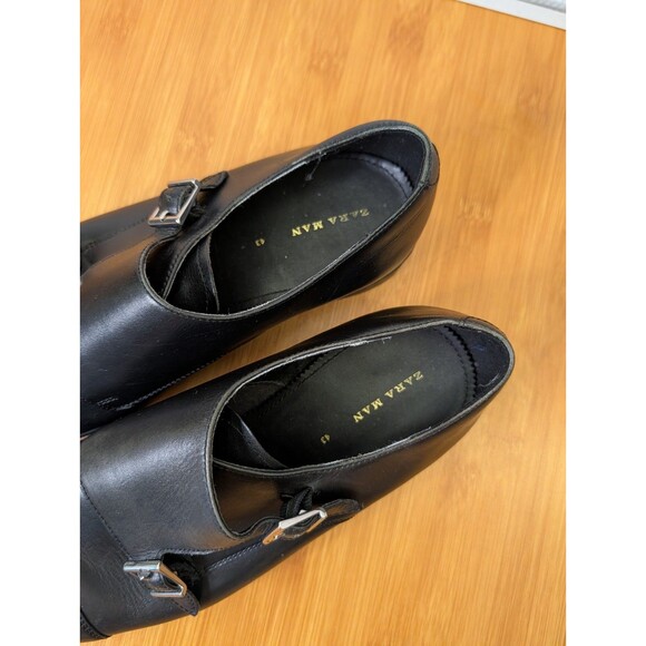 Zara Man Men's Double Monk Strap Dress Shoes Black Leather EU 43 US 10 (O02) - Picture 3 of 9